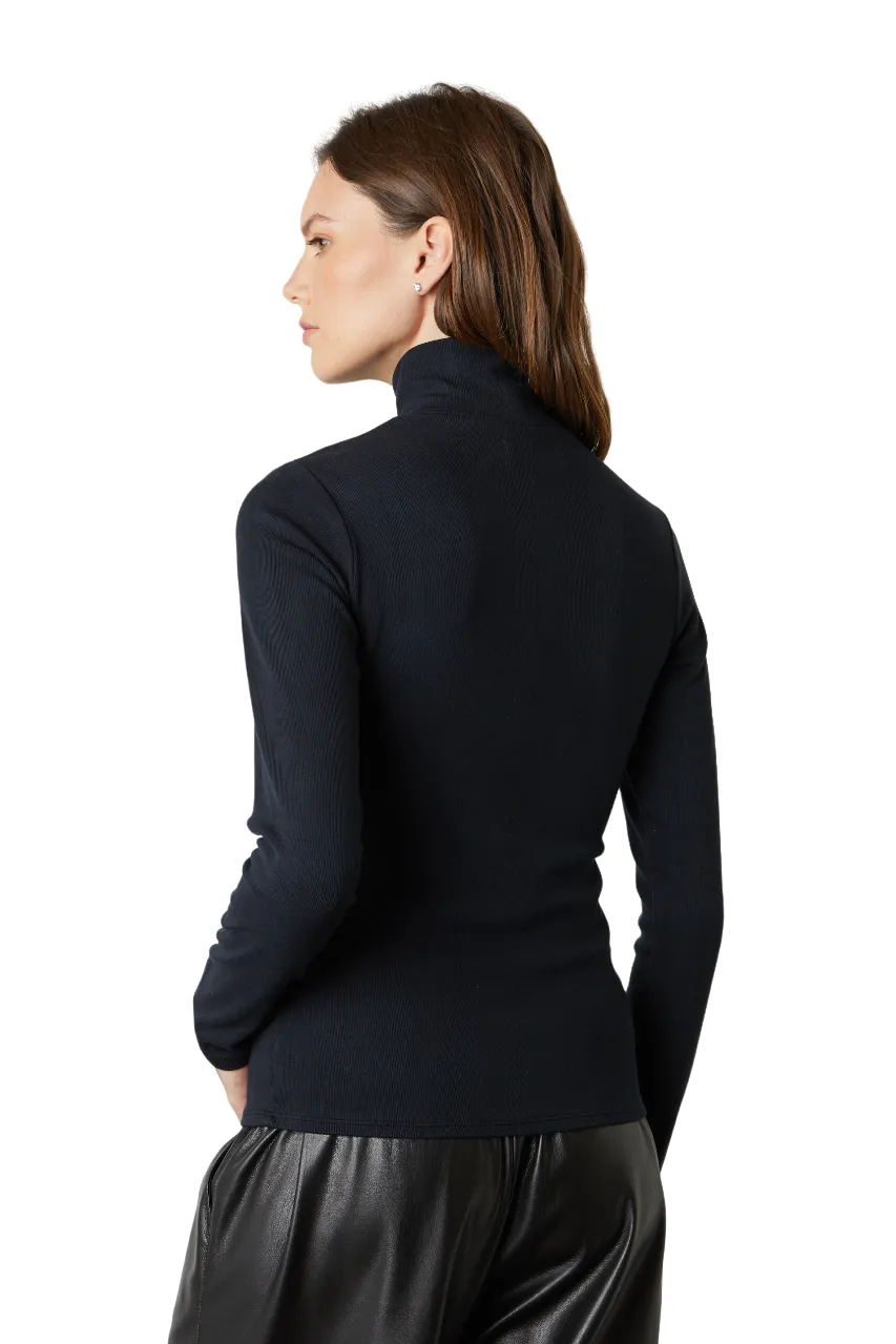 Kaylie Viscose Rib Turtleneck - Black