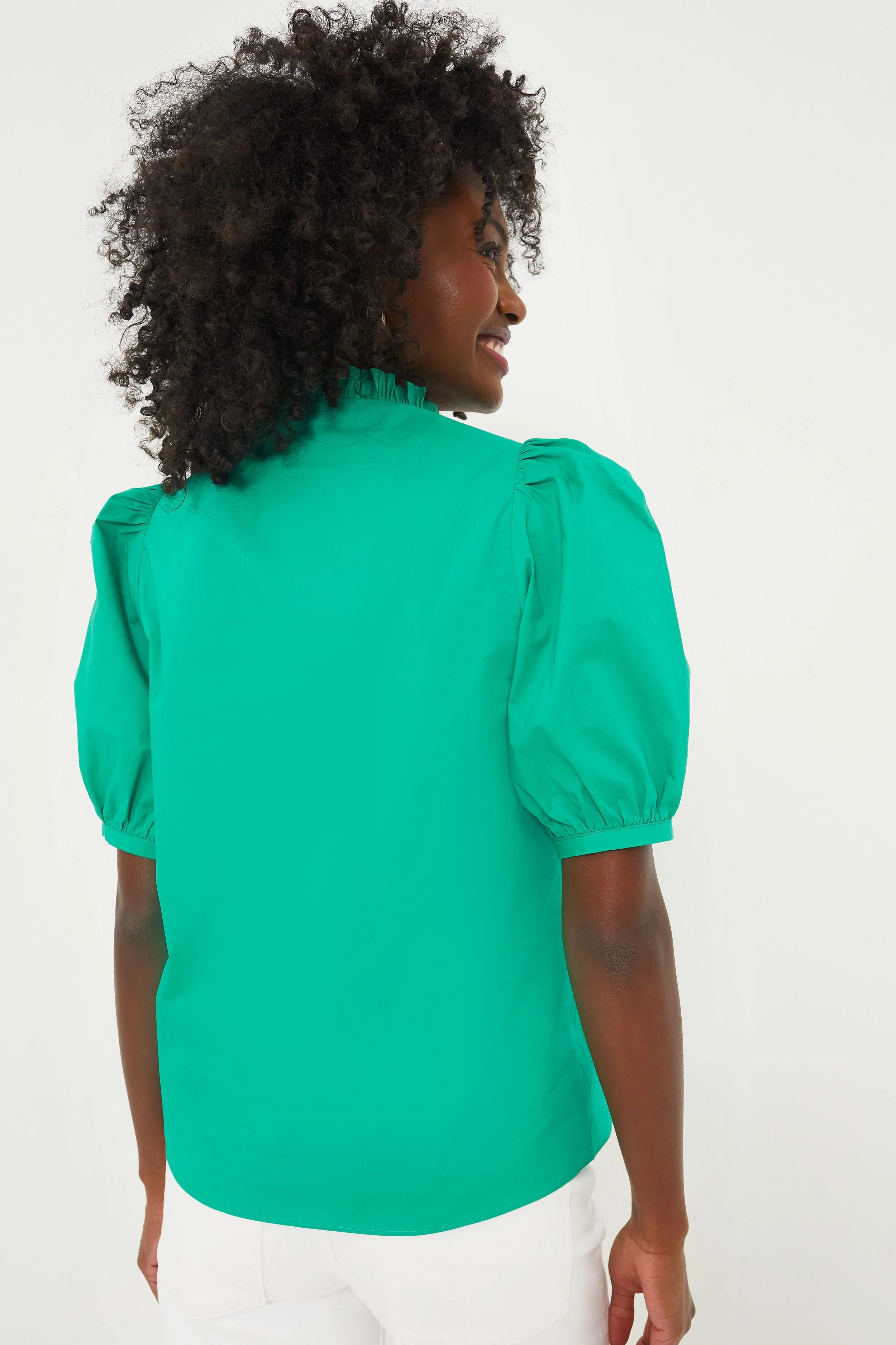 Kelly Green Ruffle Leigh Blouse