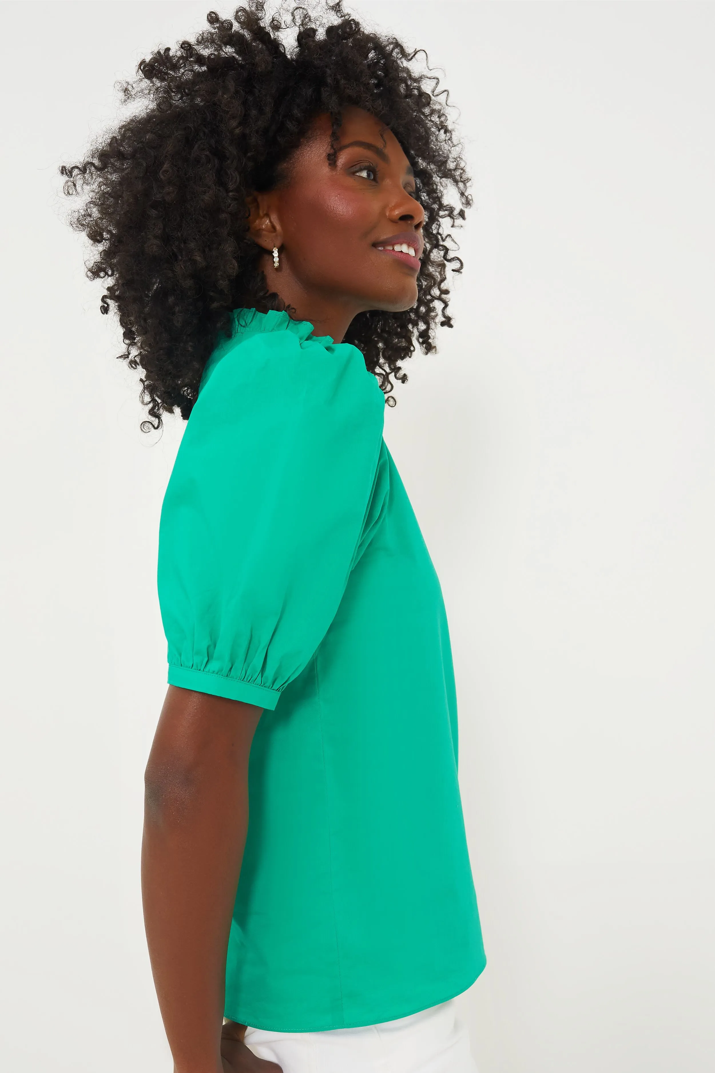 Kelly Green Ruffle Leigh Blouse
