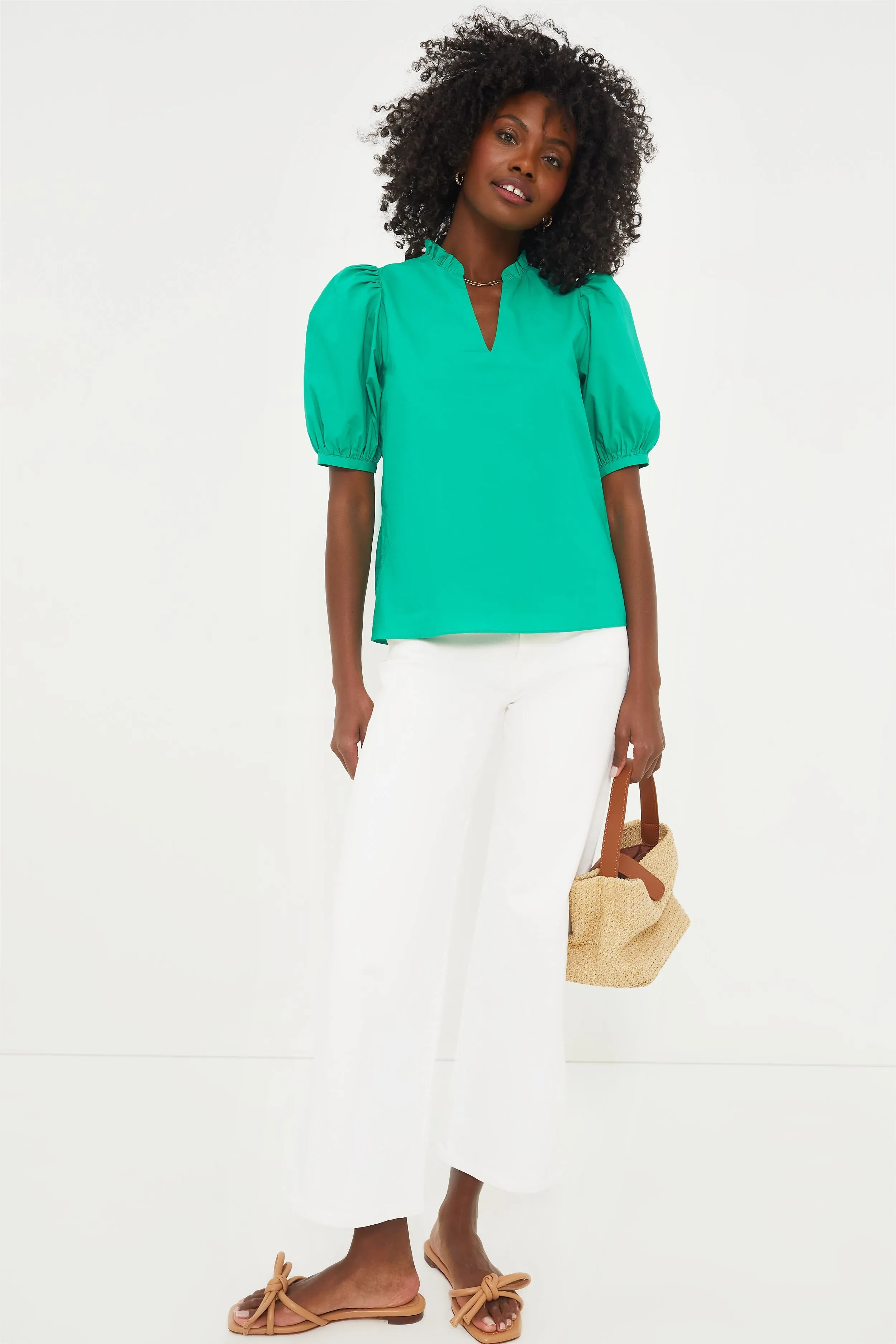 Kelly Green Ruffle Leigh Blouse