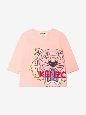 KENZO Baby Girls Organic Cotton Long Sleeve Tiger T-Shirt