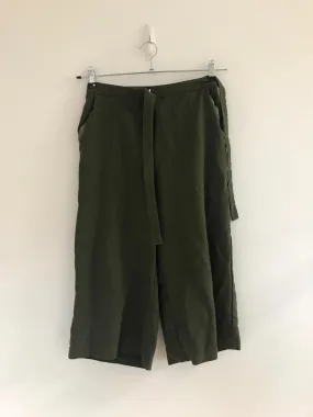Khaki Belted Culottes, Missguided, Size 8 (Viscose, Elastane, Polyester, Polyester)
