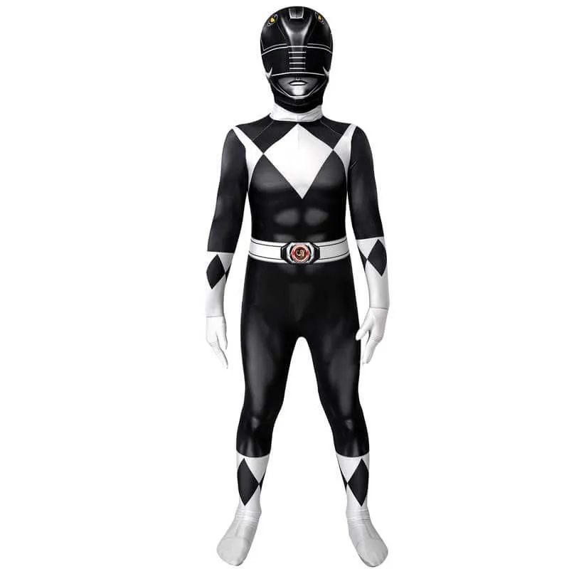 Kids Black Ranger Jumpsuit Black Power Rangers Cosplay Costume Halloween Bodysuit BEcostume