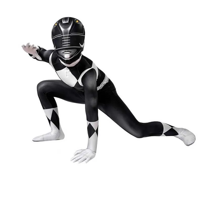 Kids Black Ranger Jumpsuit Black Power Rangers Cosplay Costume Halloween Bodysuit BEcostume