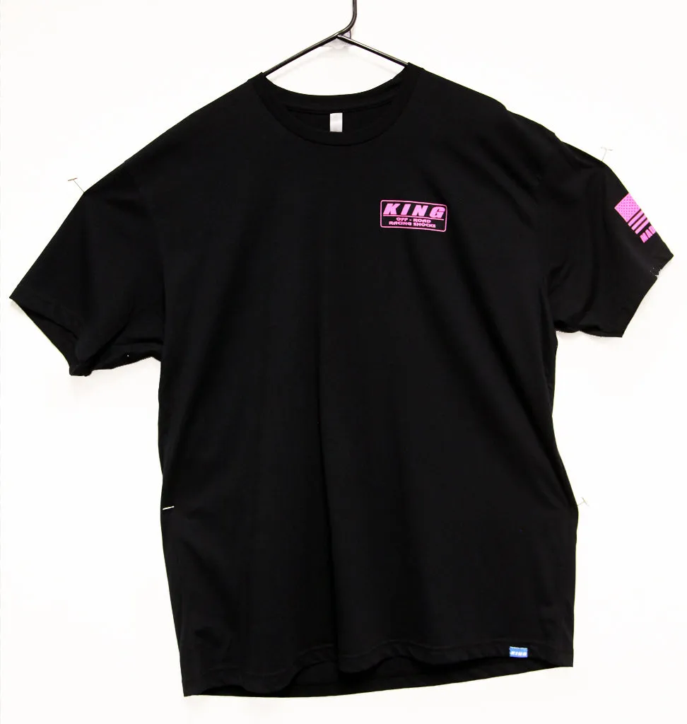 KING SHOCKS BLACK CVC CREW TEE W/ HOT PINK LOGO