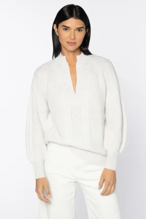 KINROSS CASHMERE - SPLITNECK CABLE PULLOVER
