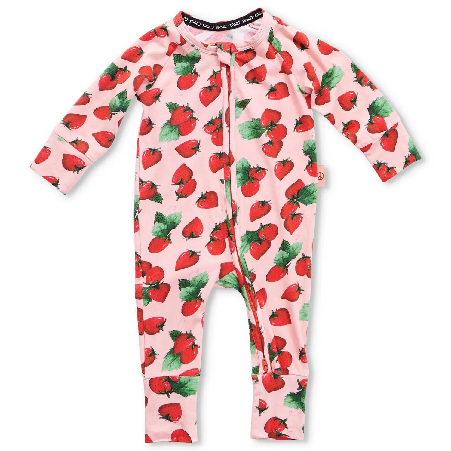Kip & Co Strawberry Delight Organic LS Zip Romper