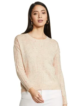 Label RITU KUMAR Round Neck Full Sleeves Pullover Beige