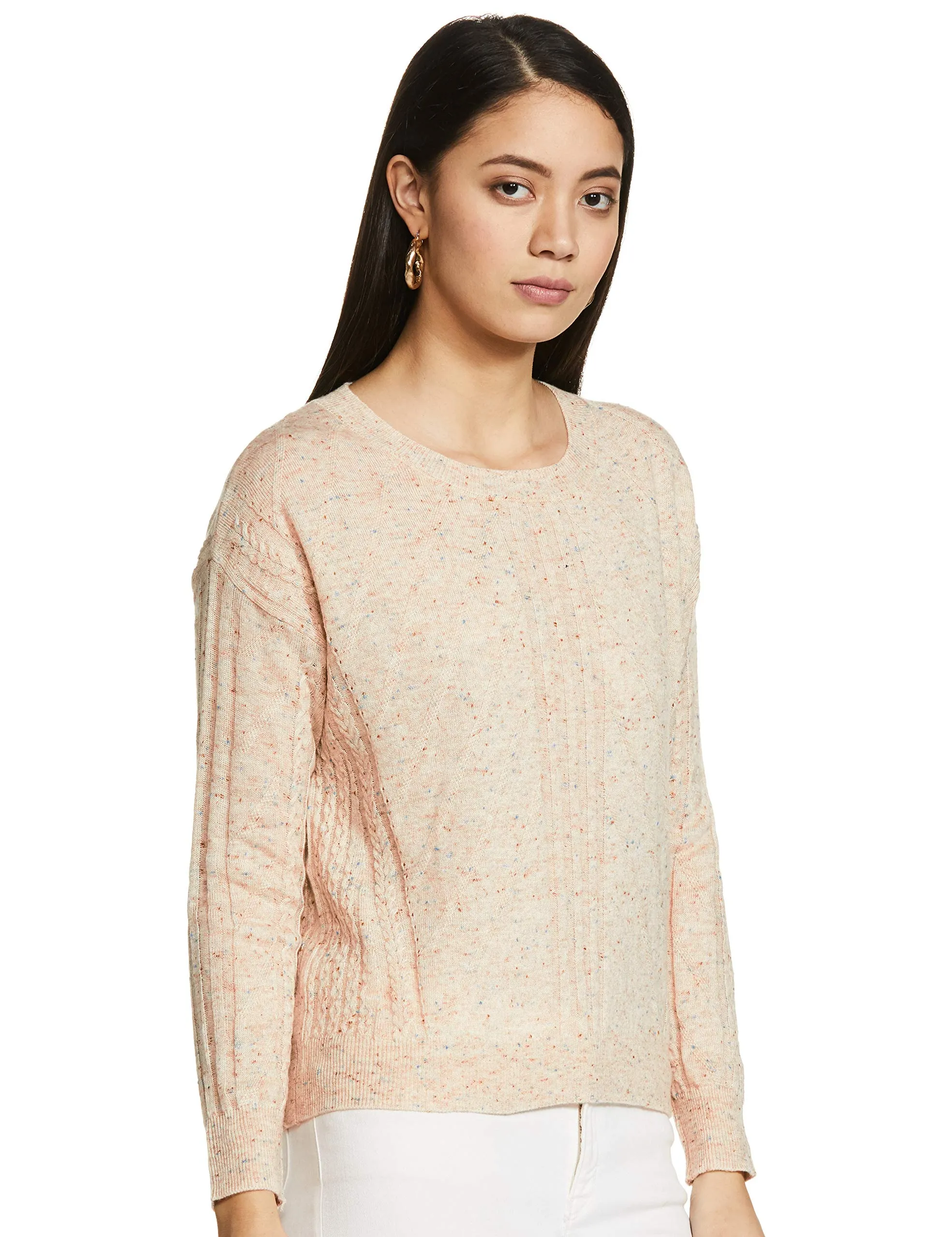 Label RITU KUMAR Round Neck Full Sleeves Pullover Beige