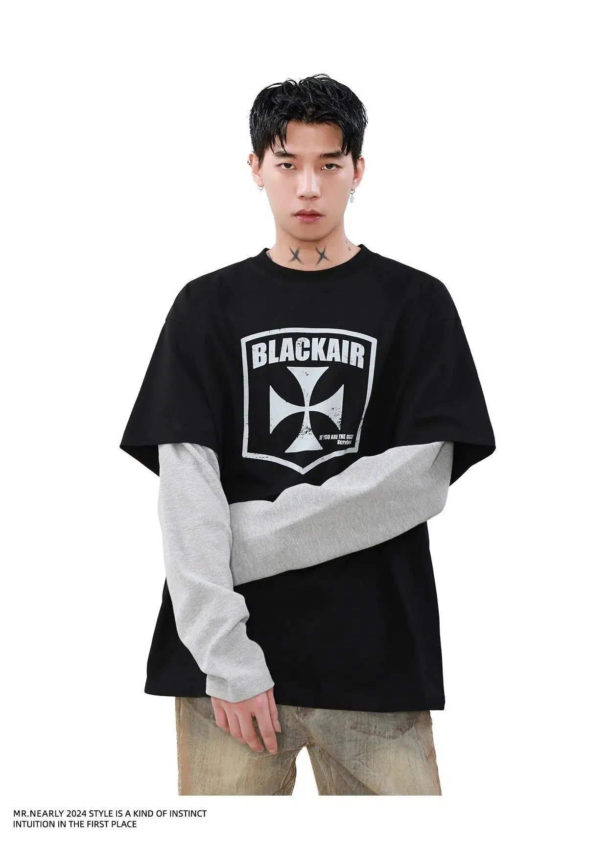 Layered Printed Long Sleeve T-Shirt