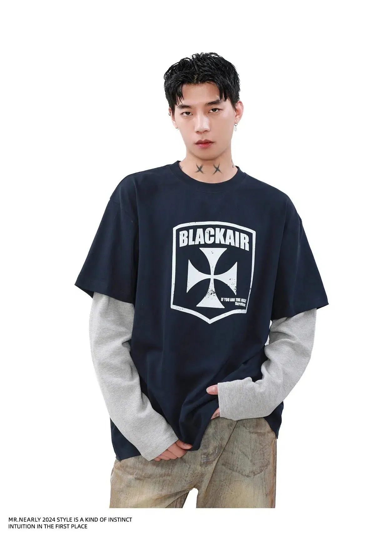 Layered Printed Long Sleeve T-Shirt