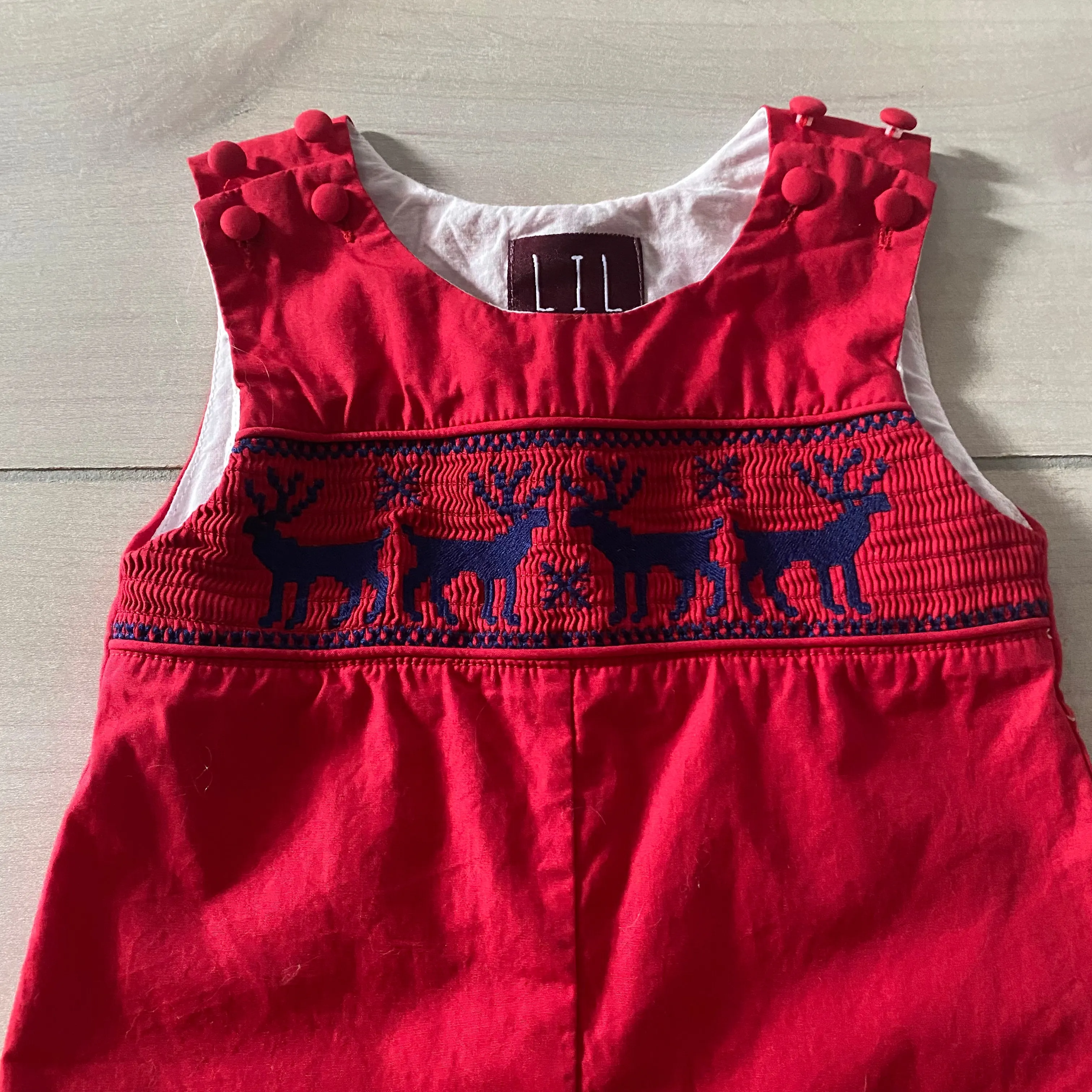 Lil Cactus Red Deer Smocked Romper