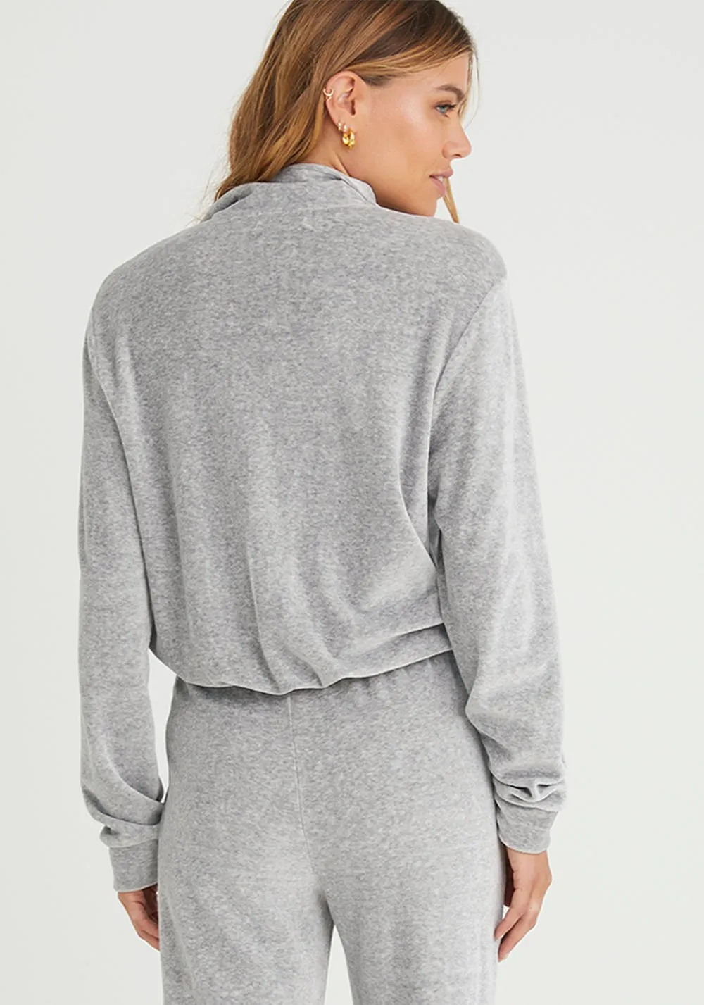 Long Sleeve Zipper Pullover -  Heather Grey