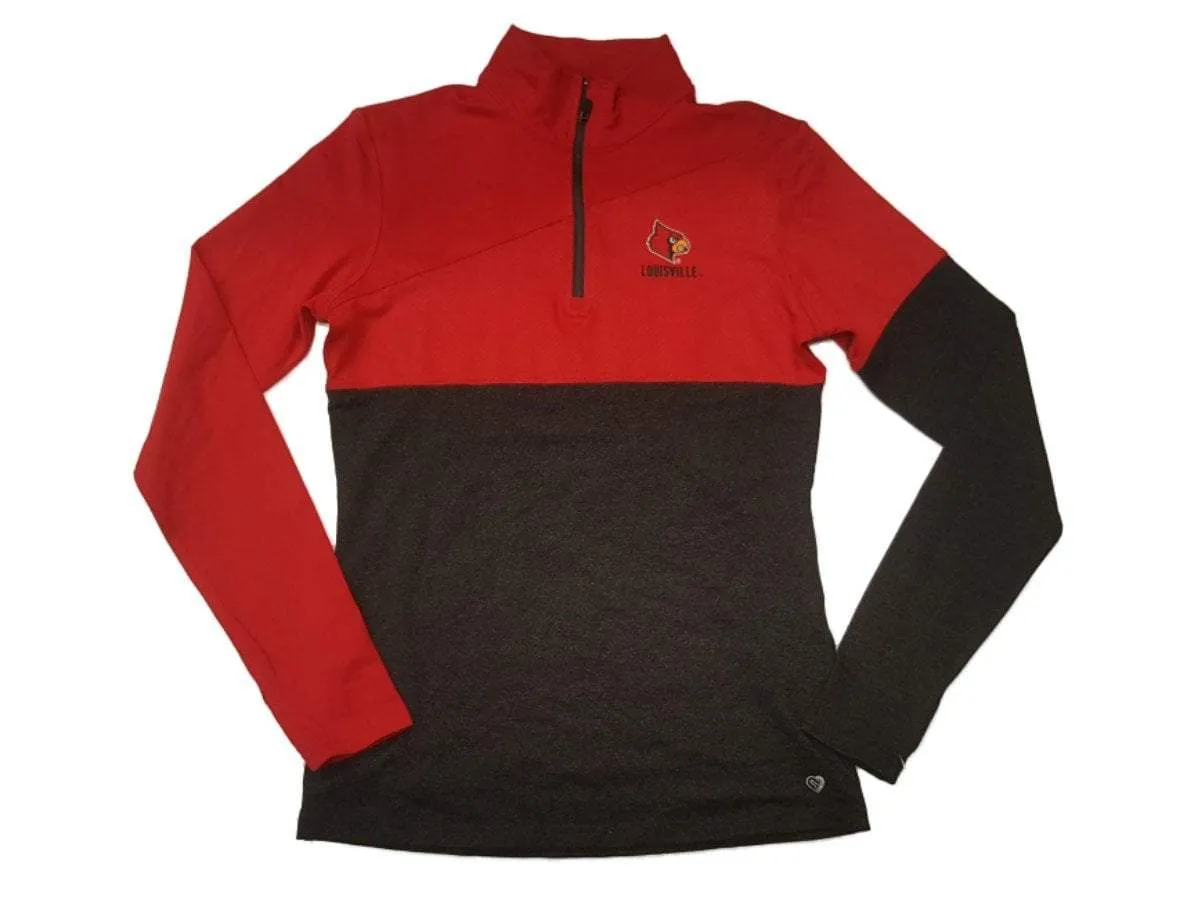 Louisville Cardinals Colosseum WOMEN'S Red & Charcoal Gray 1/4 Zip Pullover (M)
