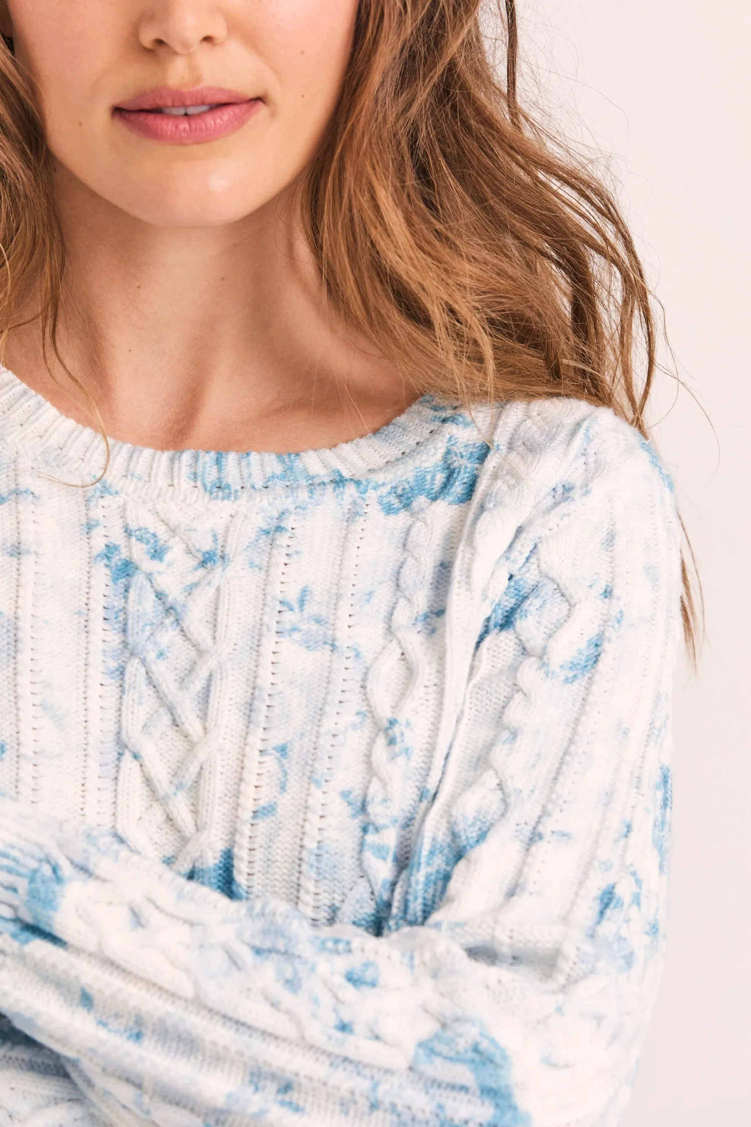 Love Shack Fancy - Easton Pullover in Light Blue Rain