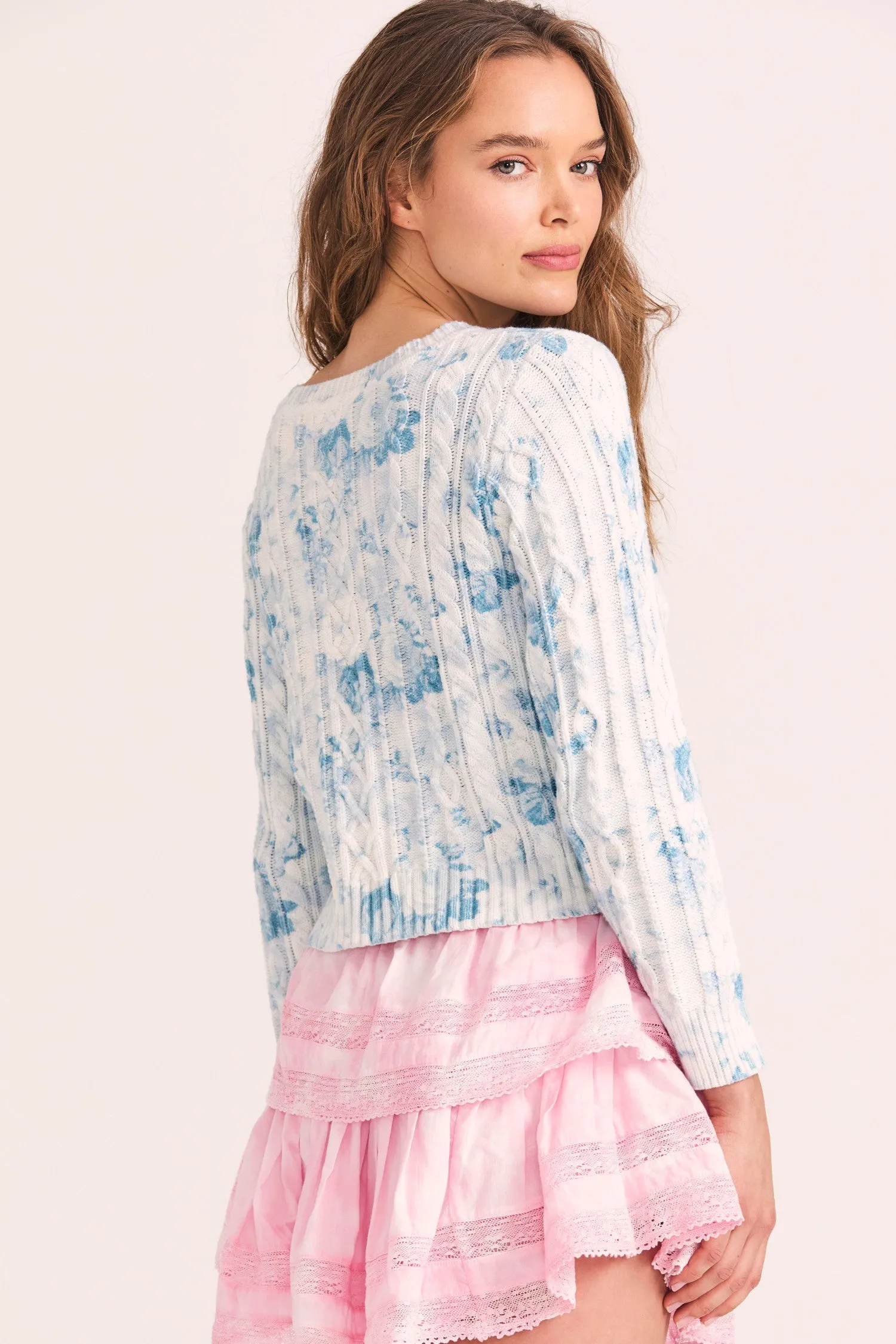 Love Shack Fancy - Easton Pullover in Light Blue Rain