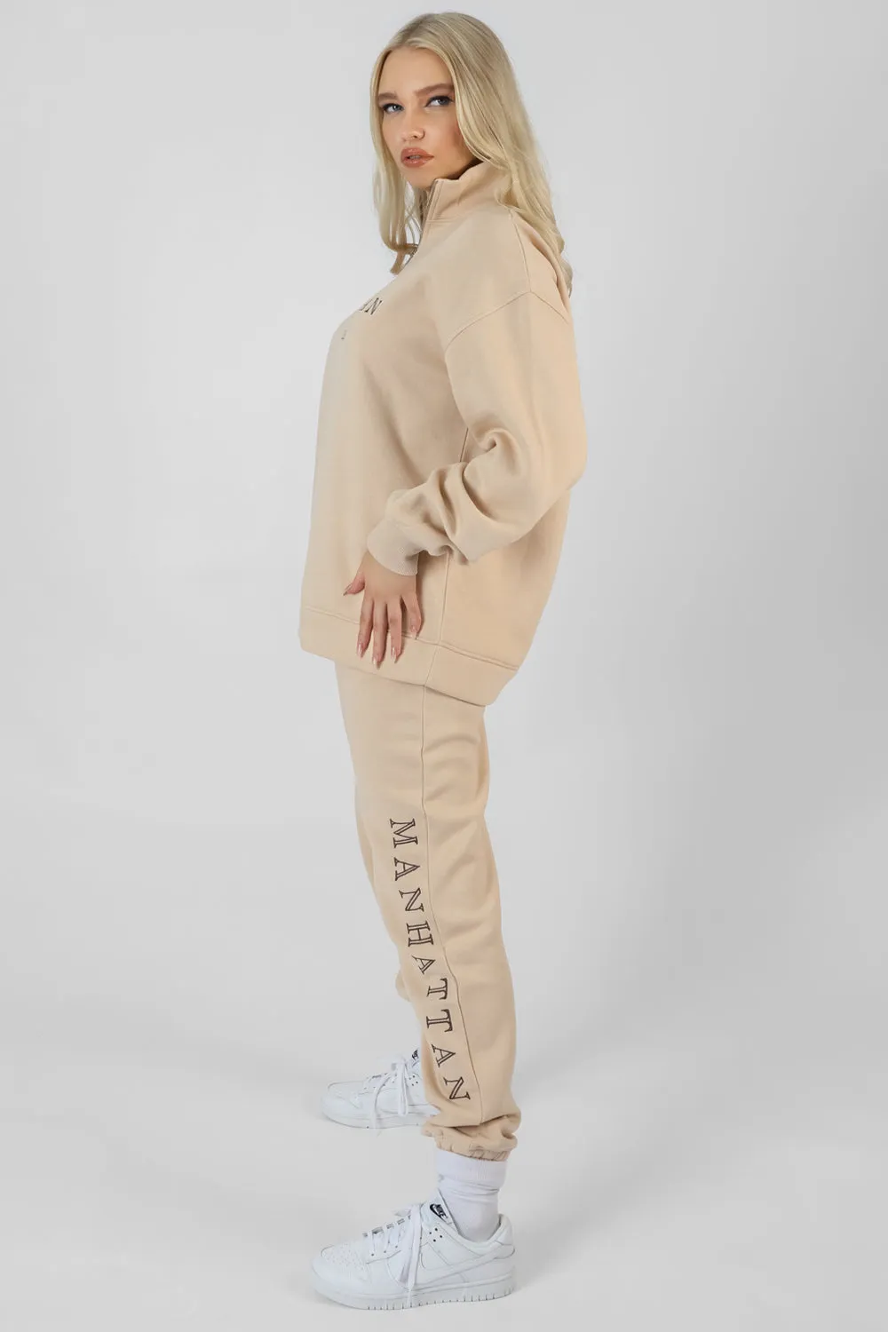 Manhattan Half Zip Pullover Sweatshirt Stone