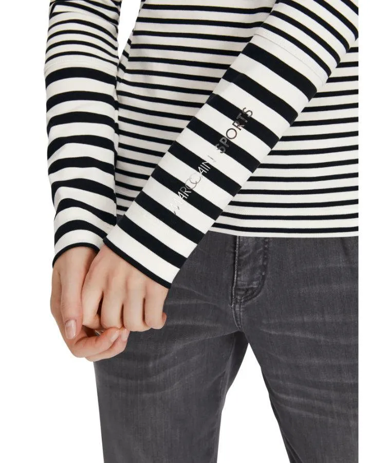 Marc Cain Cotton Stripe Funnel Neck Pullover