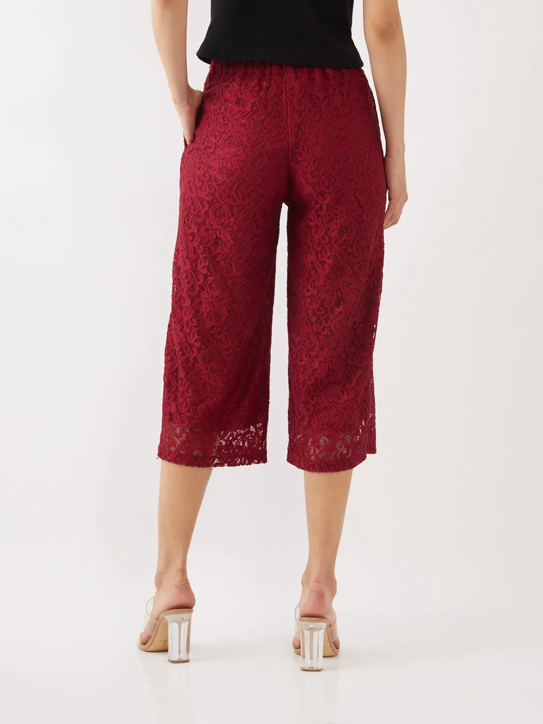 Maroon Lace Culottes