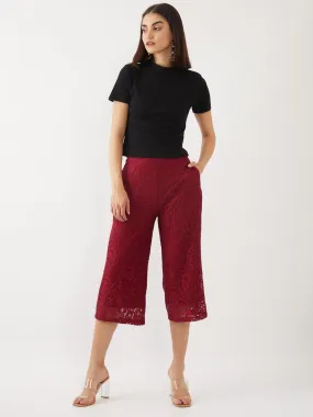 Maroon Lace Culottes