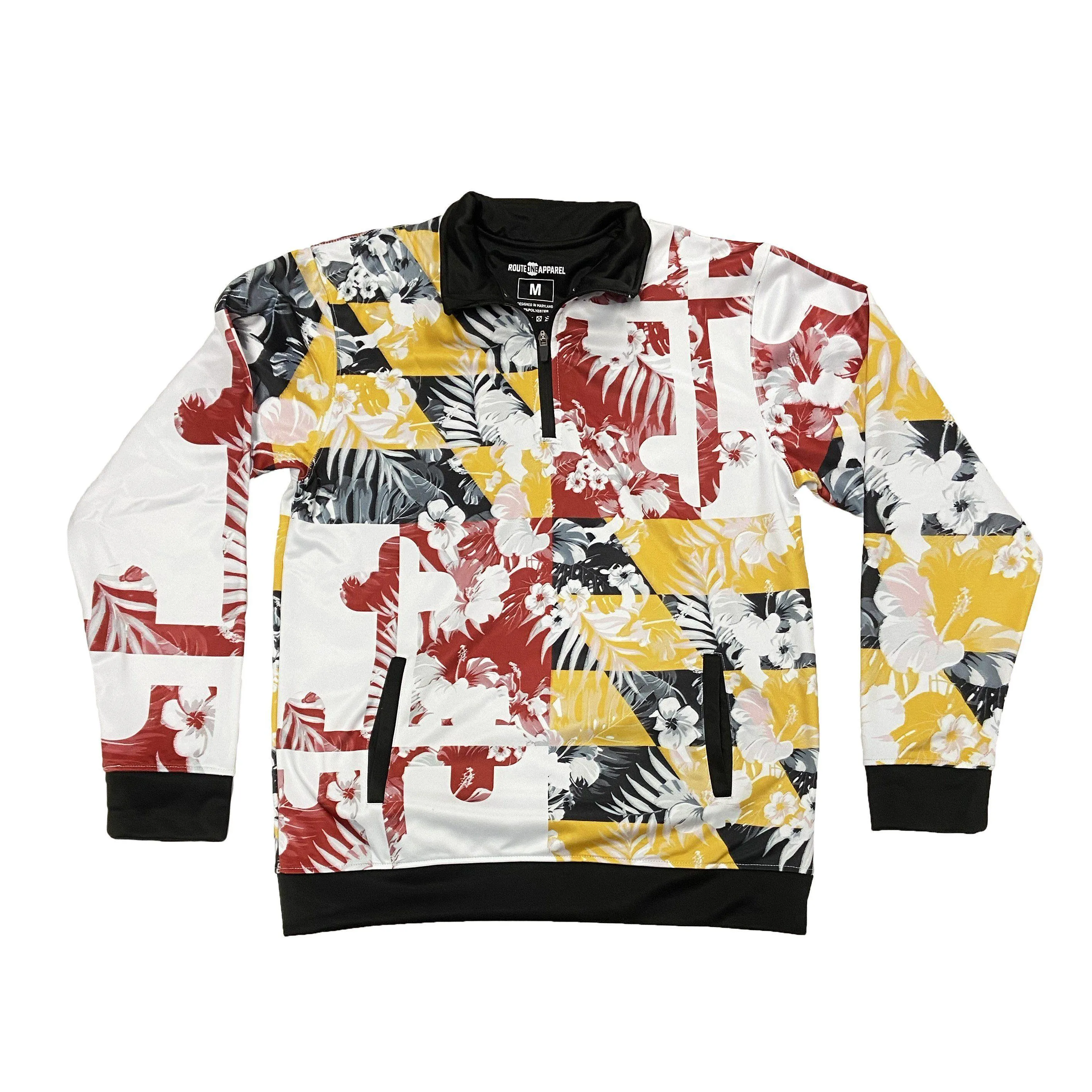 Maryland Flag Floral Hawaiian Pattern / Pullover