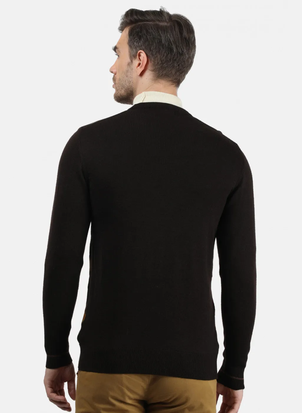 Men Black & Green Solid Pullover
