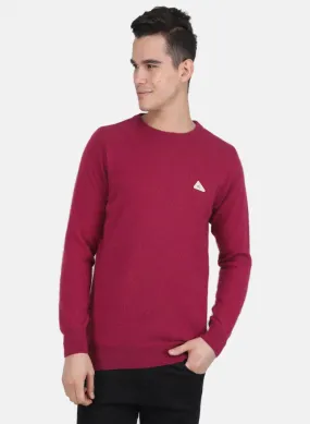 Men Dark Pink Solid Pullover