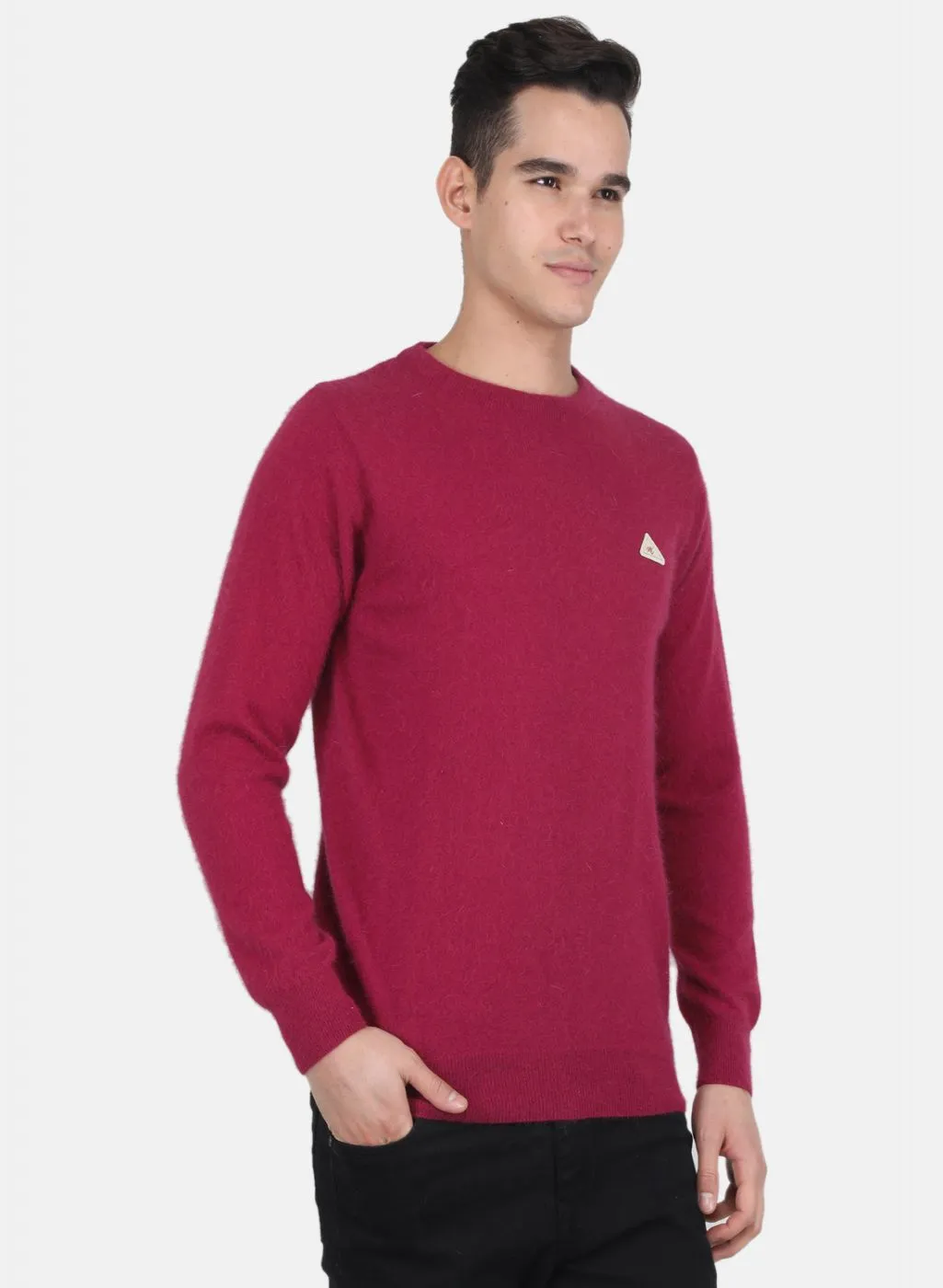 Men Dark Pink Solid Pullover