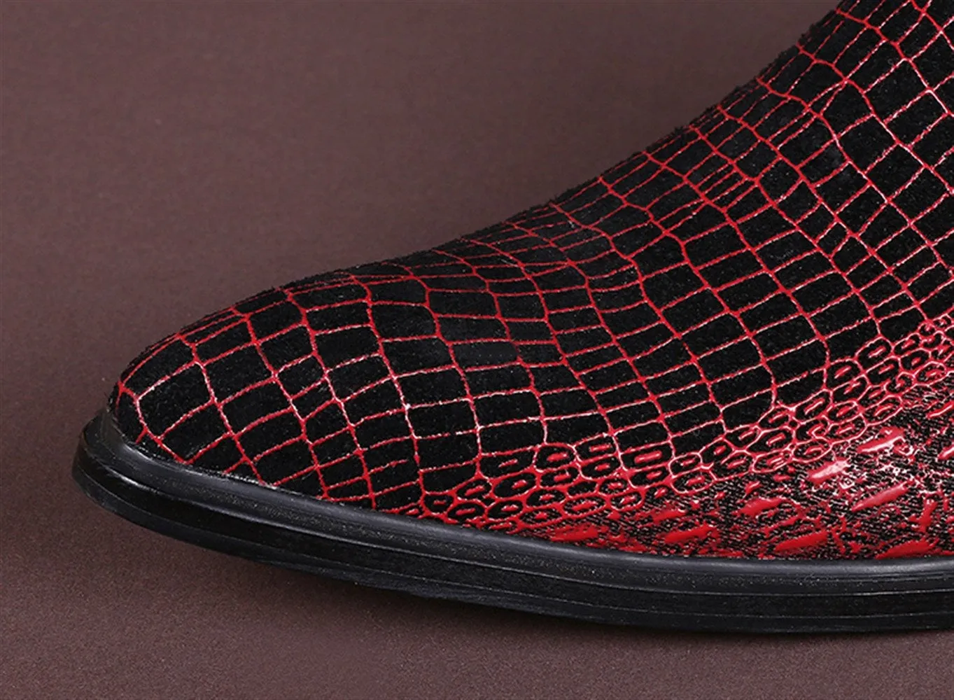 Men Pointed Crocodile Pattern Oxford Shoes