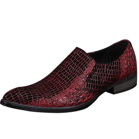 Men Pointed Crocodile Pattern Oxford Shoes