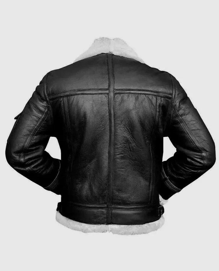 Men's RAF B3 Aviator Shearling Bomber Black Jacket