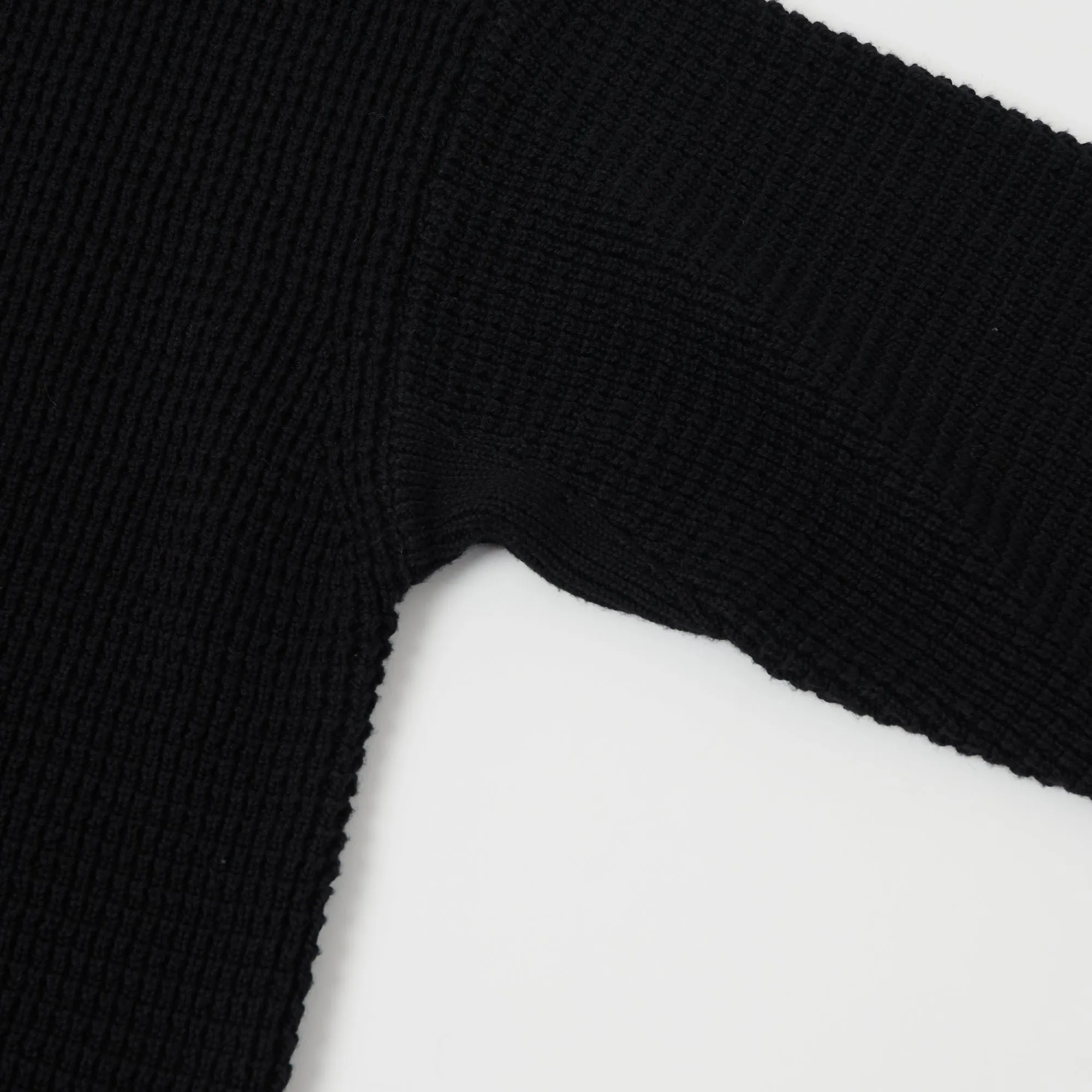 Merz b. Schwanen CCWC01 Knit Crew Waffle Pullover - Deep Black