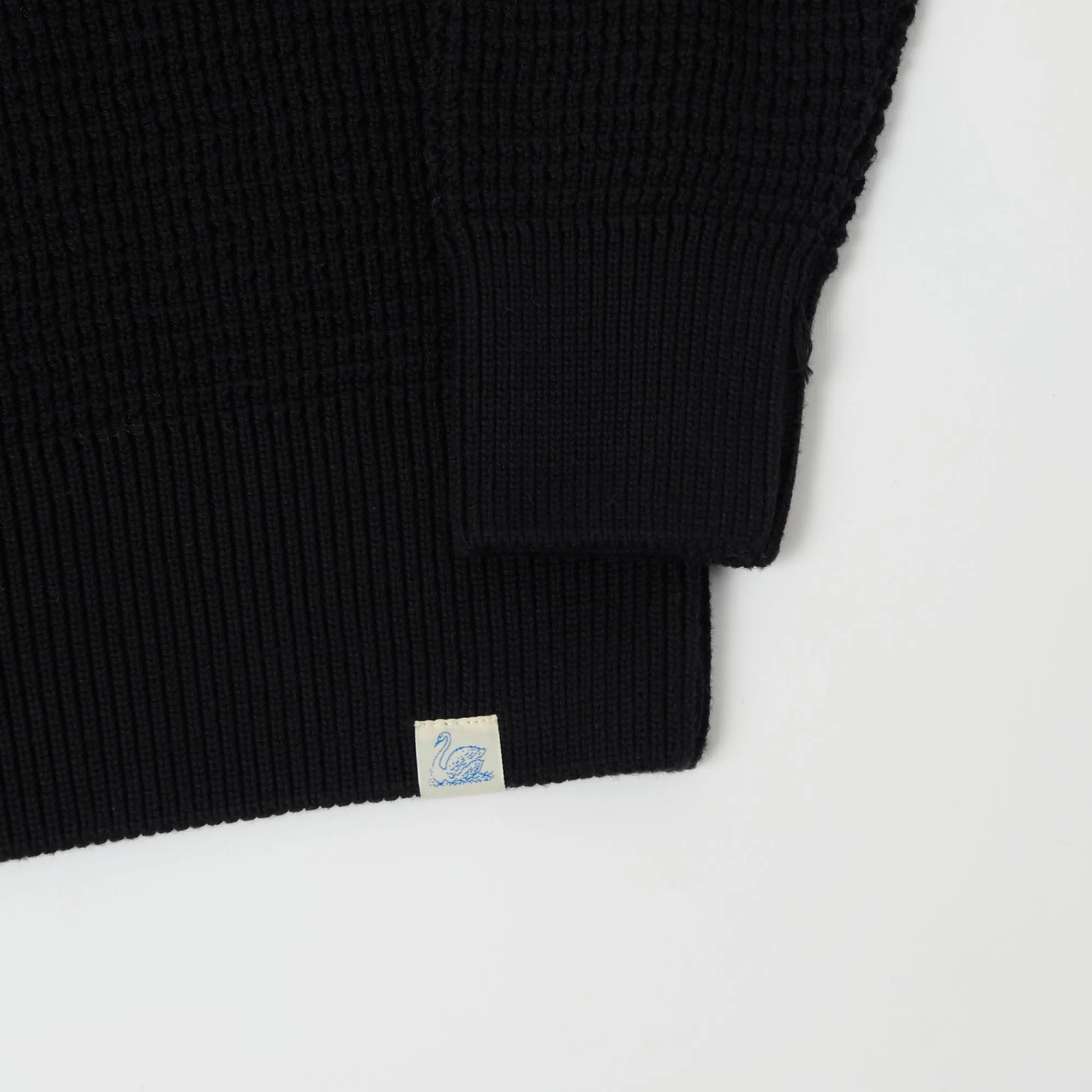 Merz b. Schwanen CCWC01 Knit Crew Waffle Pullover - Deep Black