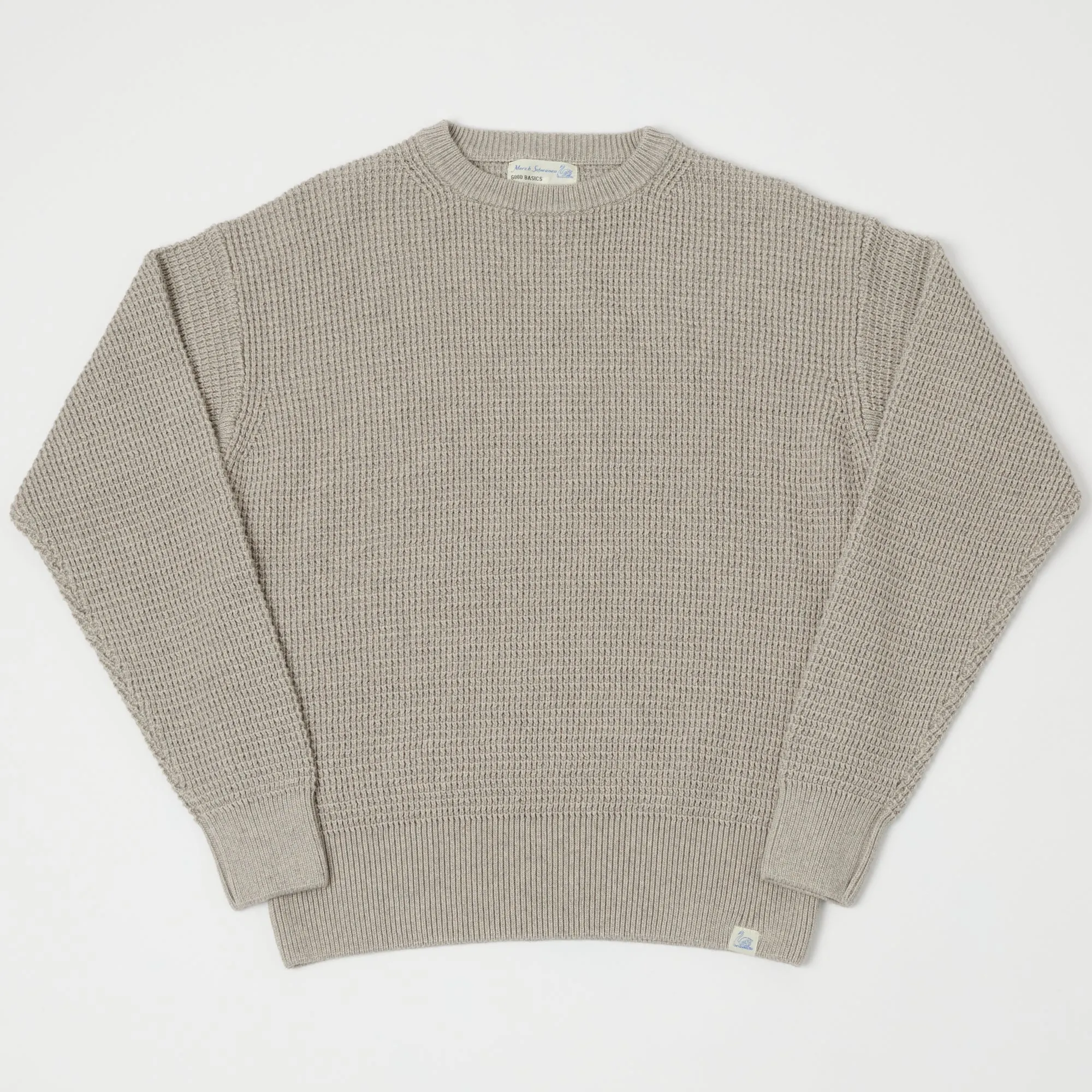 Merz b. Schwanen CCWC01 Knit Crew Waffle Pullover - Grey Melange