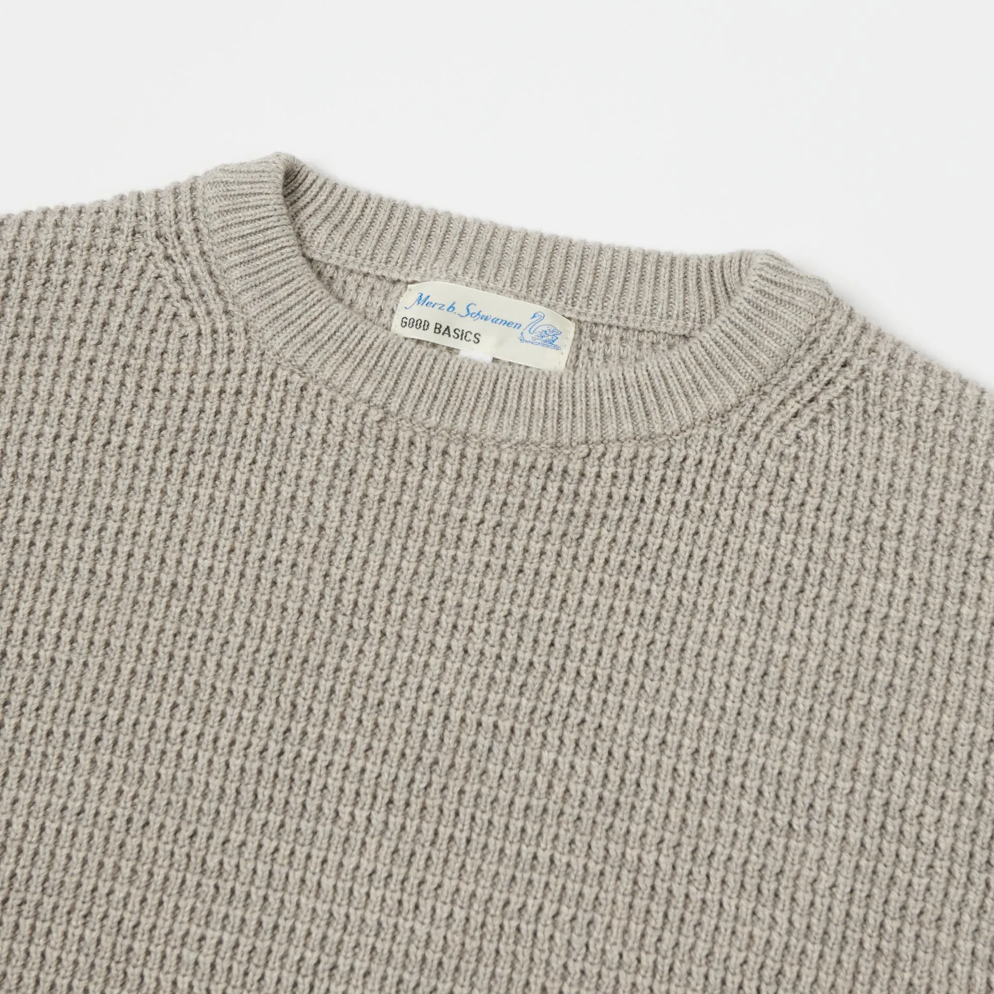 Merz b. Schwanen CCWC01 Knit Crew Waffle Pullover - Grey Melange