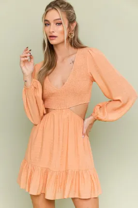 Michella V-Neck Smocking Bodice Dress