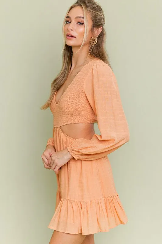 Michella V-Neck Smocking Bodice Dress