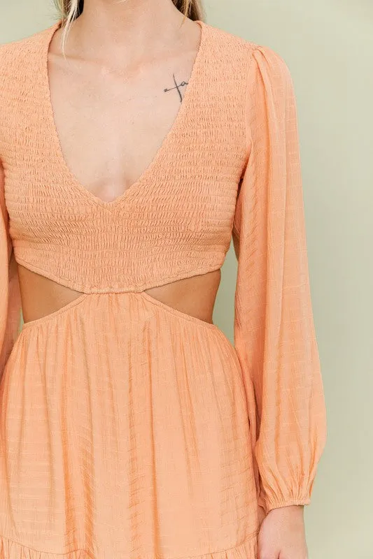 Michella V-Neck Smocking Bodice Dress