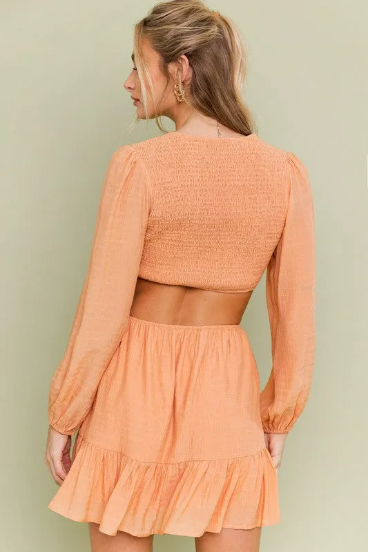 Michella V-Neck Smocking Bodice Dress