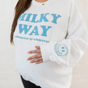 Milky Way White Puff Oversized Pullover