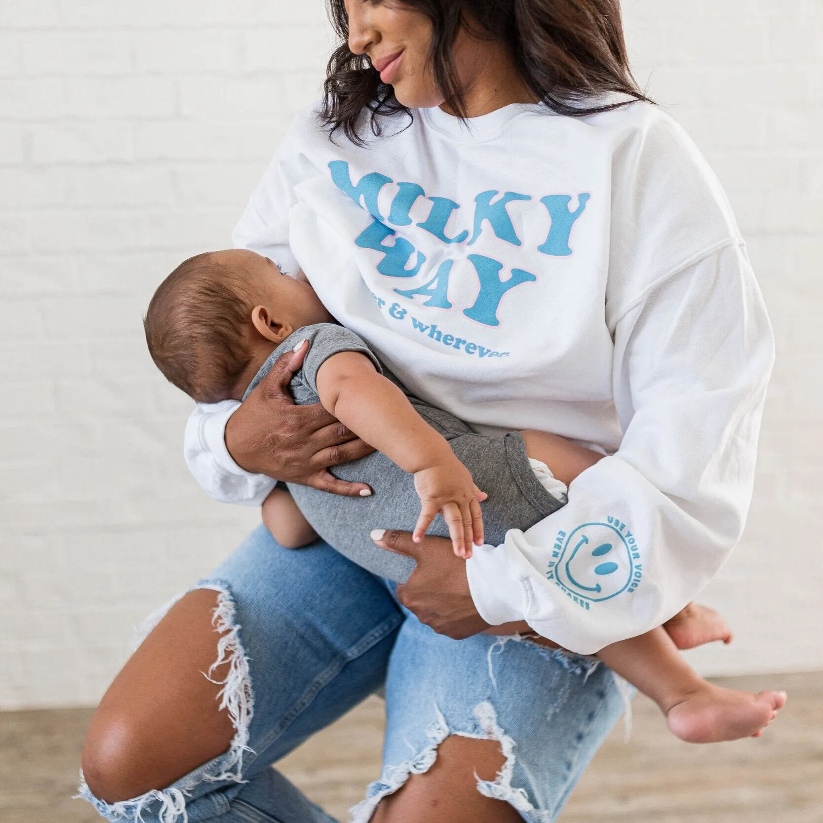 Milky Way White Puff Oversized Pullover