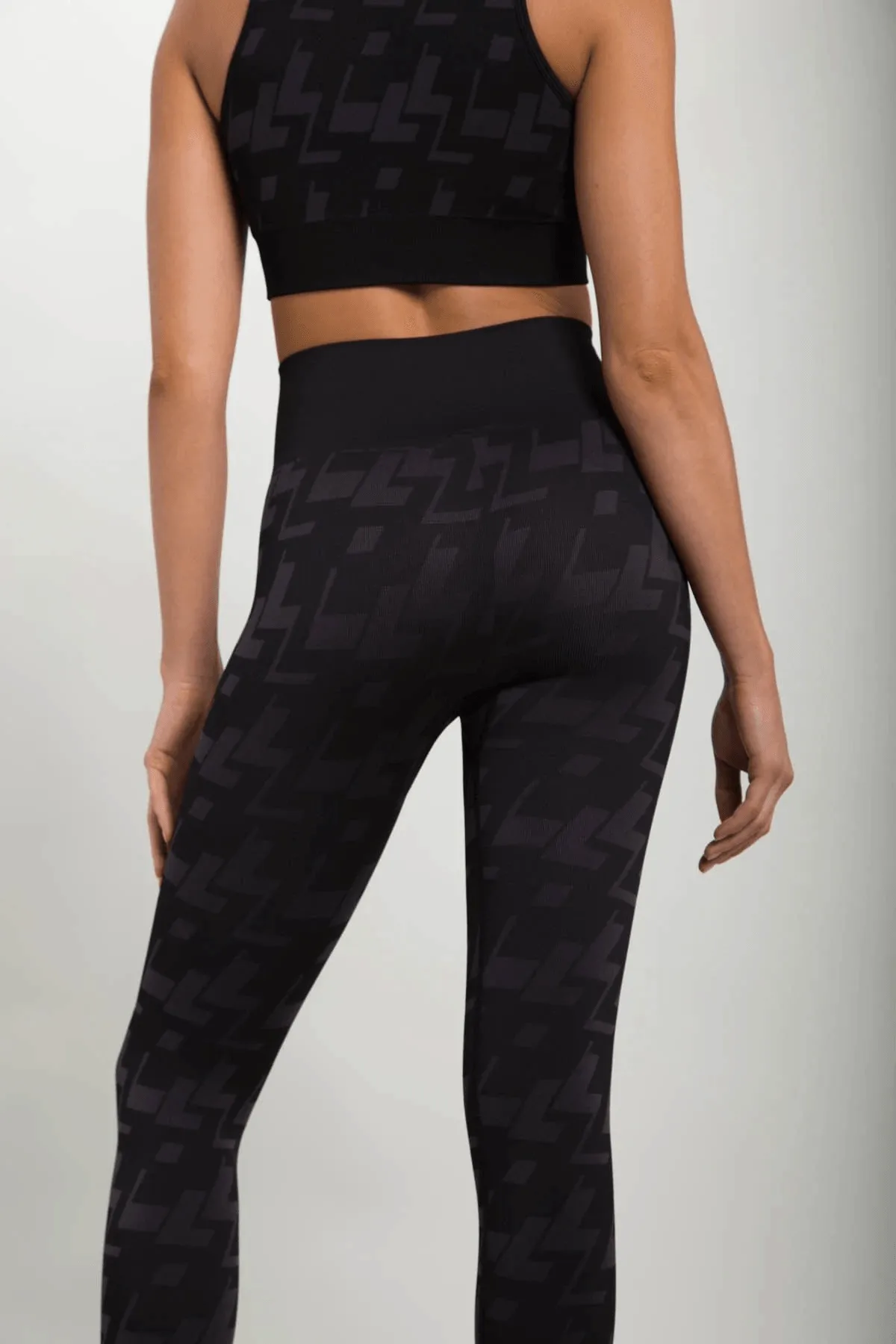 Mono B Seamless Geometric High-Waisted Legging - Charcoal