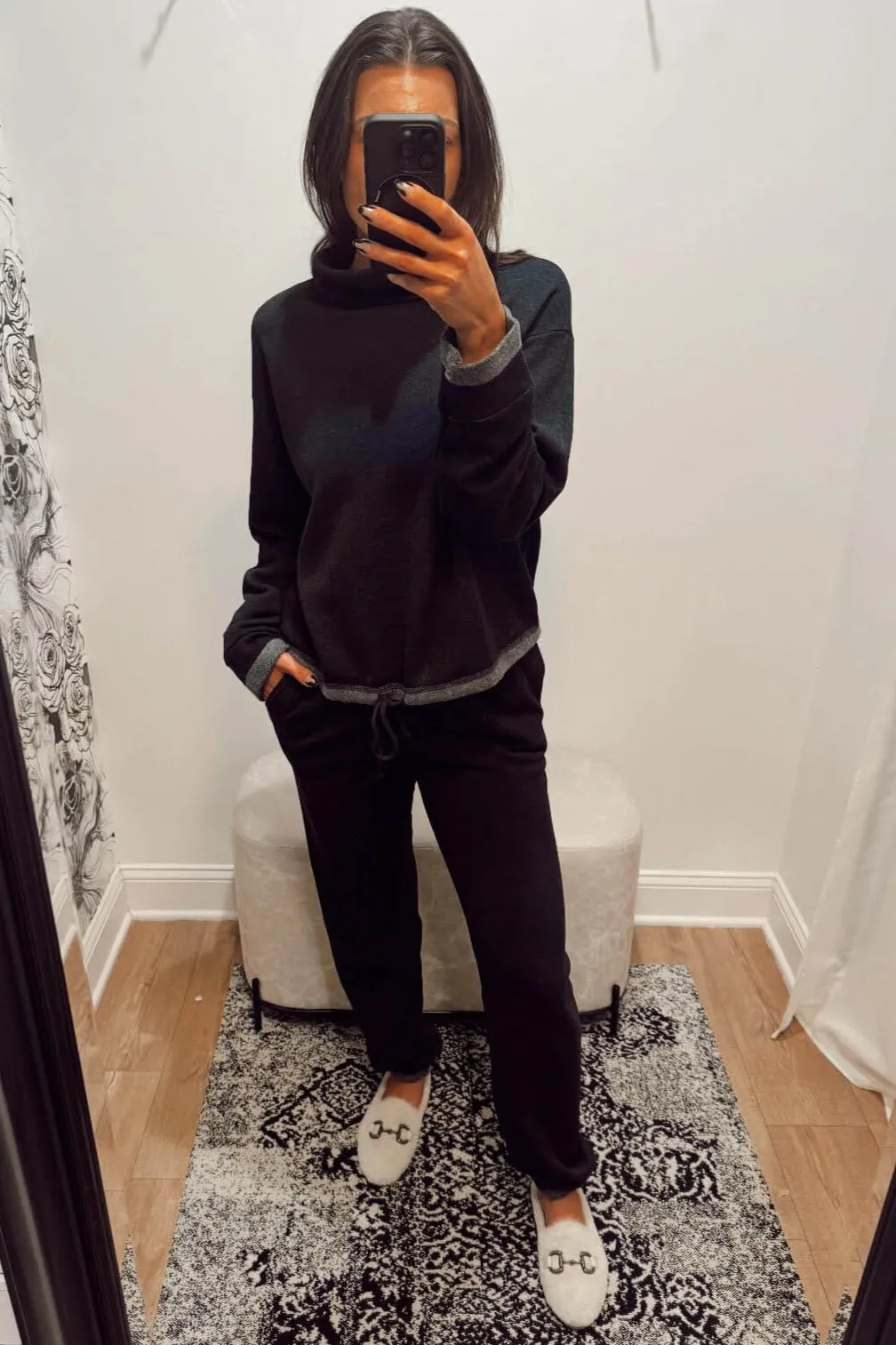 Monrow Teddy Fleece Funnel Neck Pullover