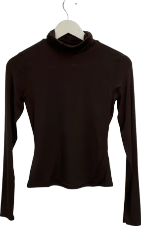 Naked Wardrobe Brown Smooth Turtleneck Longsleeve Top UK S