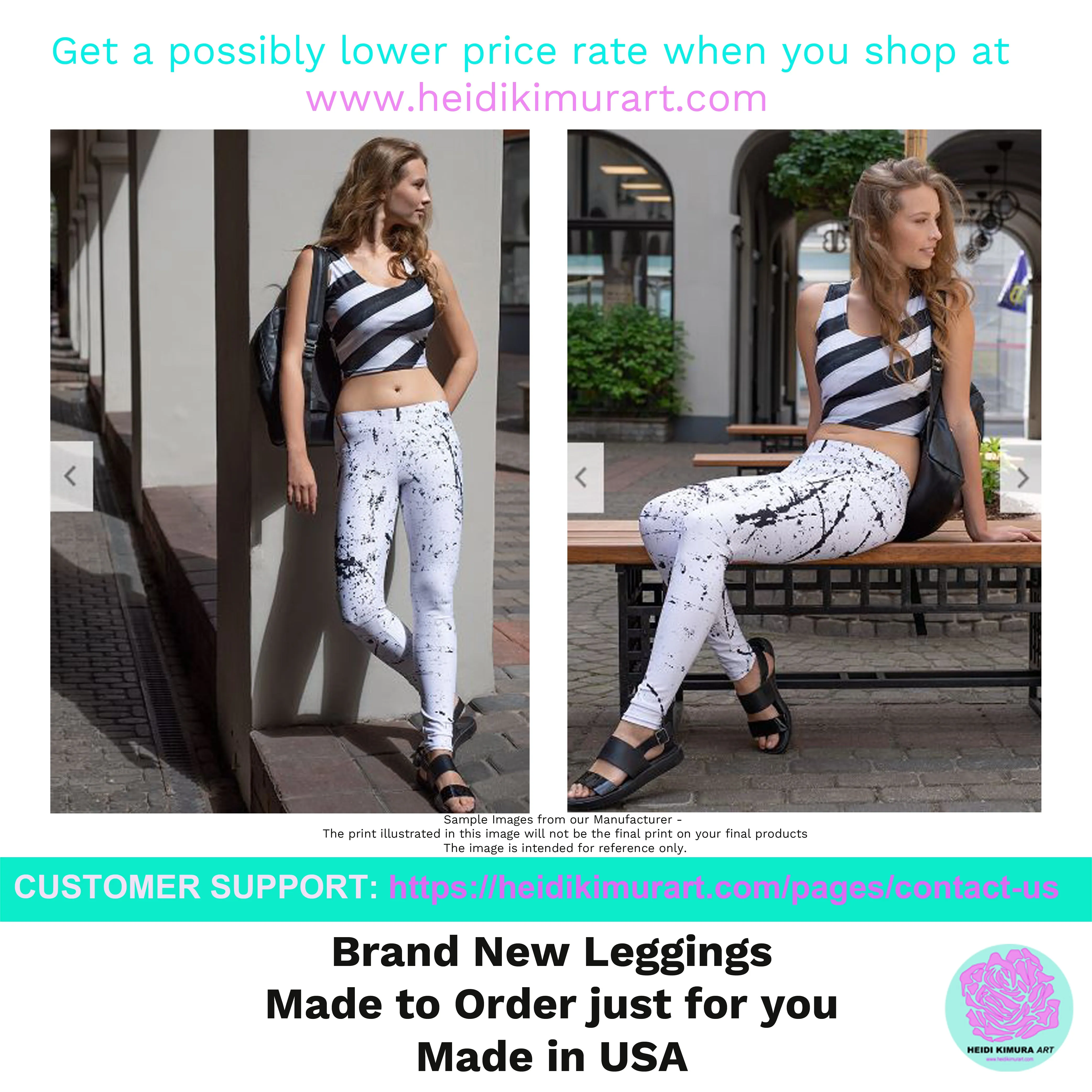 Navy Blue Tiger Yoga Leggings, Striped Animal Print Women's Long Tights-Made in USA/EU