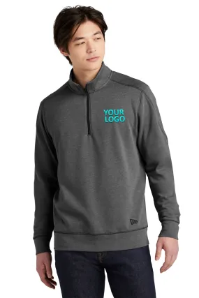 New Era Tri Blend Fleece Custom Quarter Zips, Black Heather
