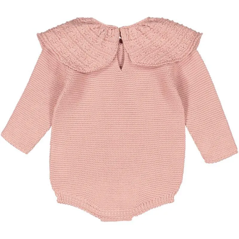 NUECES DUSTY PINK PETER PAN KNIT ROMPER