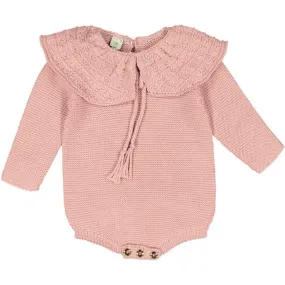 NUECES DUSTY PINK PETER PAN KNIT ROMPER