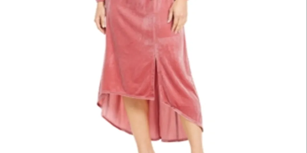 NY Collection Women's Velvet Cold Shoulder Tie Waist Dress Pink Size Petite Medium