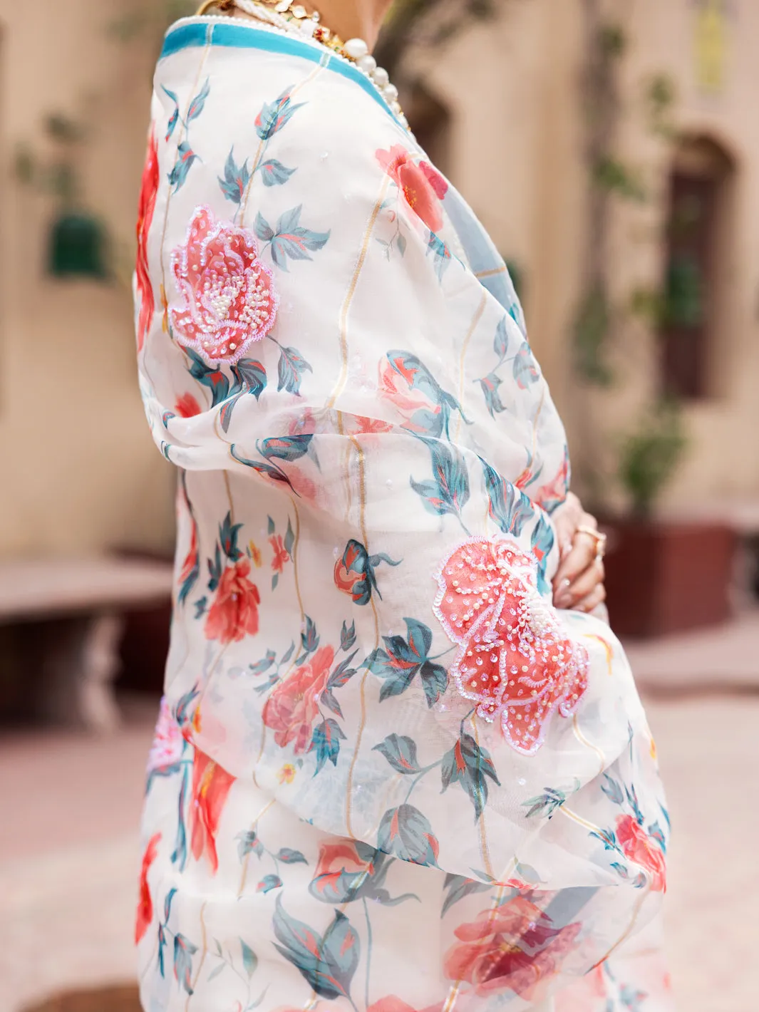 Off White Raw Silk 3 Piece Formal Stitched - AL-3PS-LS-473